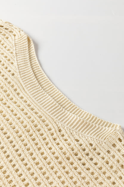 Aprikosenfarbener pullover mit offenem strickband und ärmeln