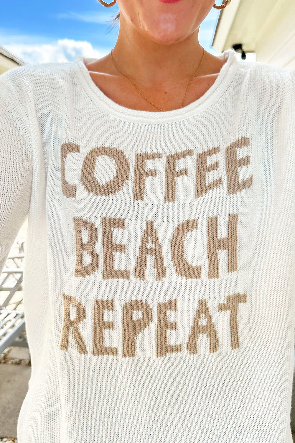 Weißer coffee beach repeat grafik-pullover