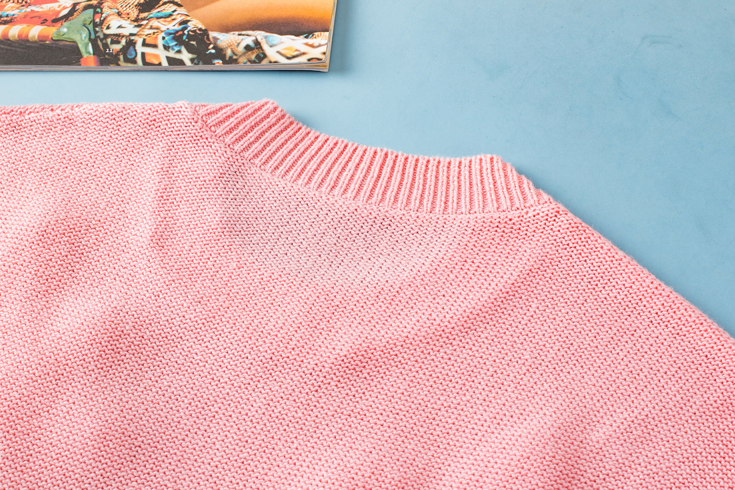 Rosa multi crochet flower knit kurzarm pullover top