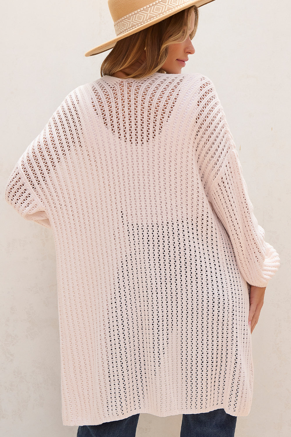Jet stream gehäkelte drop shoulder strickjacke mit offener front
