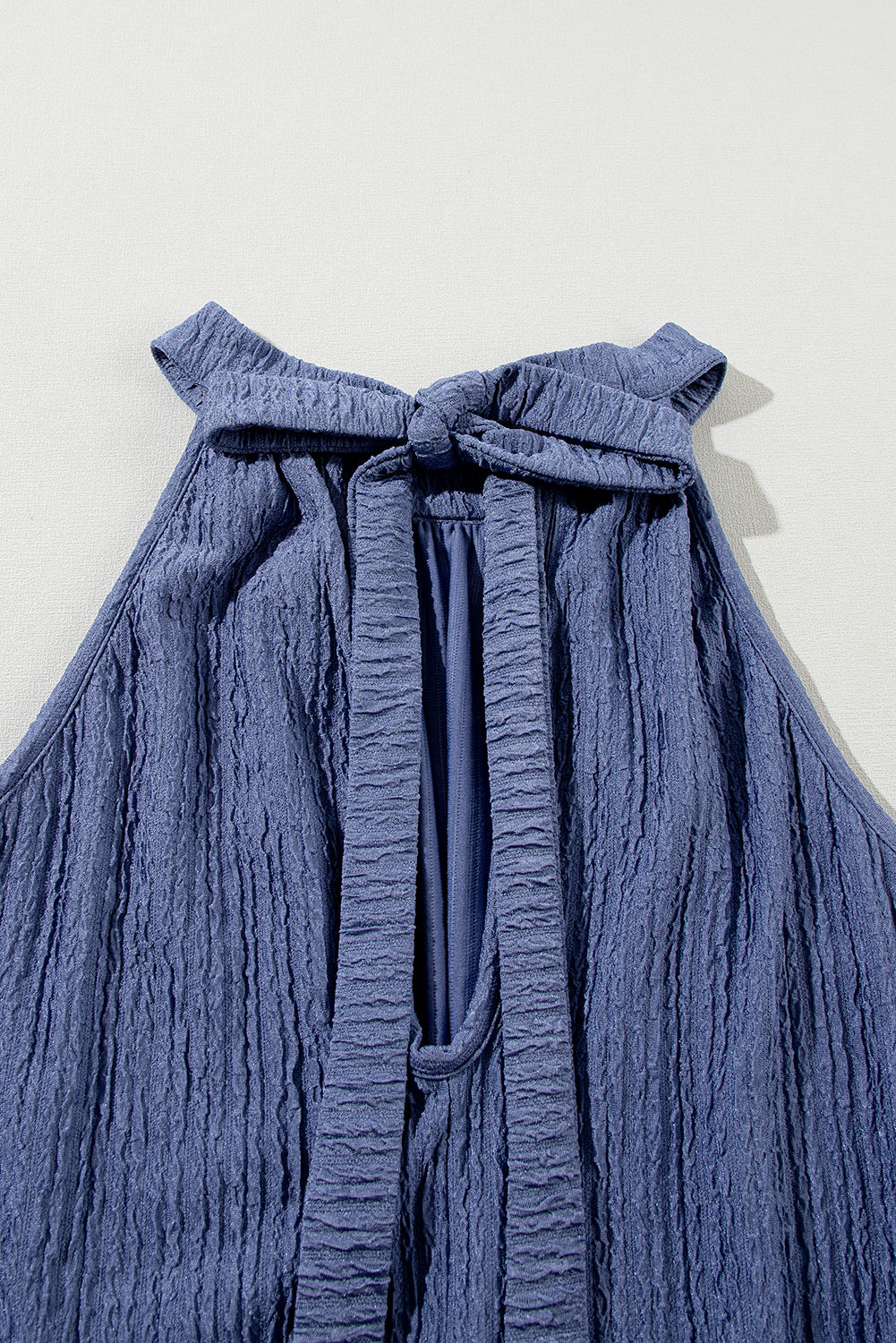Bluing knot zurück hohen hals crinkle strukturierte romper
