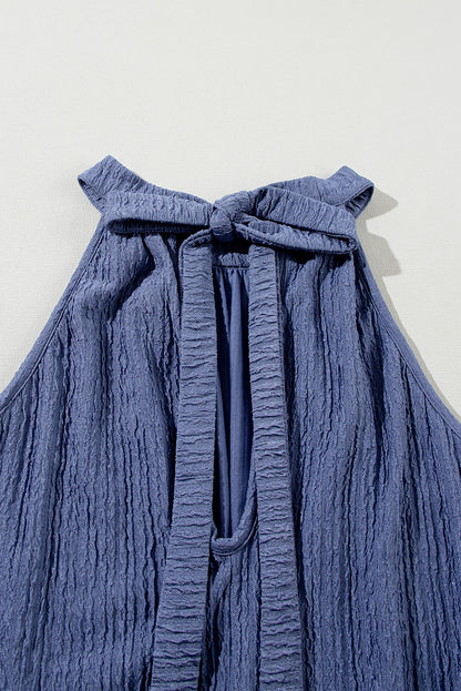 Bluing knot zurück hohen hals crinkle strukturierte romper