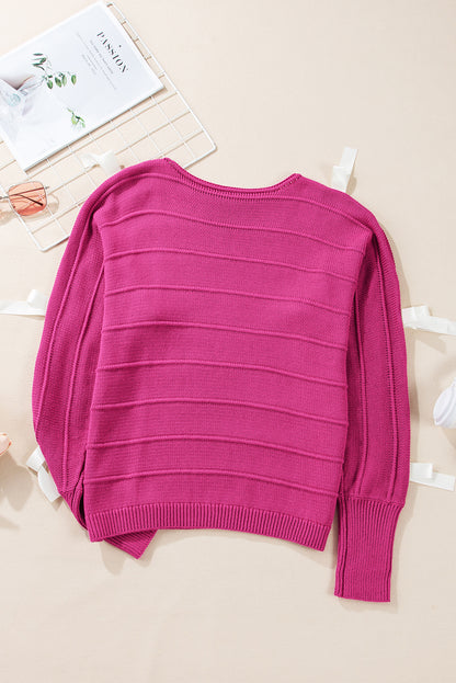 Rose red bow knot cut out rundhalsausschnitt loose sweater