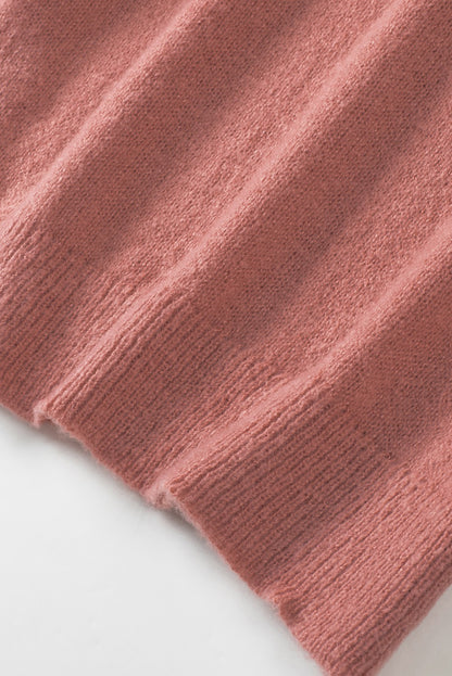 Unifarbener pullover mit puffärmeln und taschen