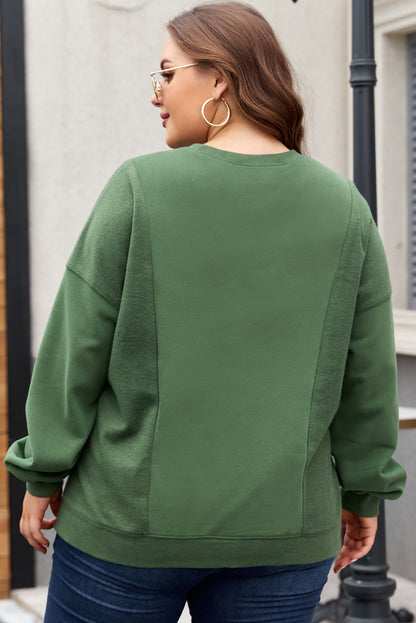 Grünes Sweatshirt Damen in Übergröße mit Rundhalsausschnitt Damen