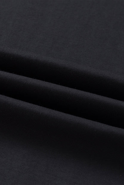 Schwarzer kordelzug elastische taille lässige hose mit weitem bein