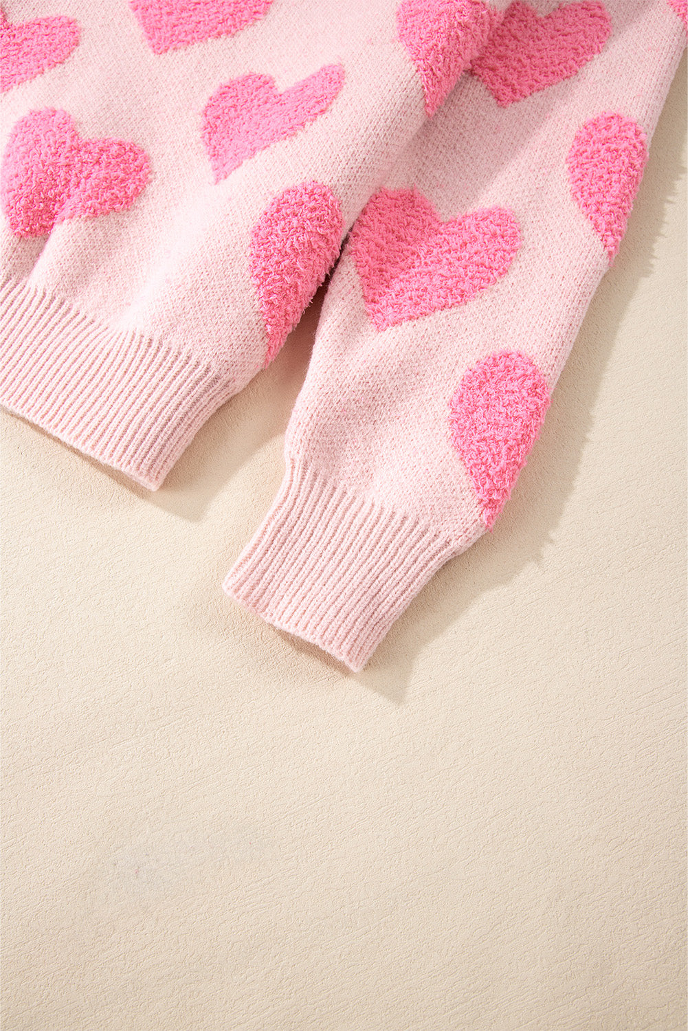 Hellrosa valentinstag herz-jacquard-strickpullover