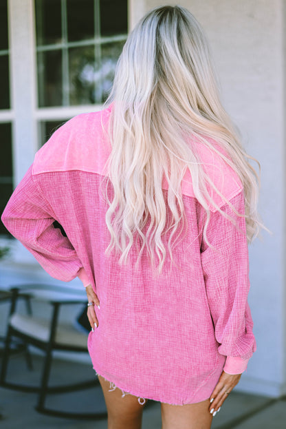 Rose mineral washed cotton shacket