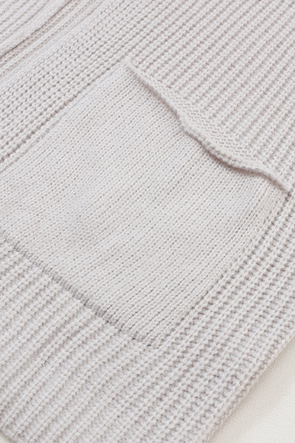 Grauer übergroßer pullover mit umgeschlagenen ärmeln cardigan
