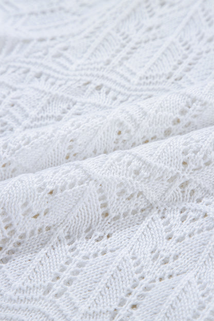 Weißer frenchy hollow out strickcardigan mit v-ausschnitt