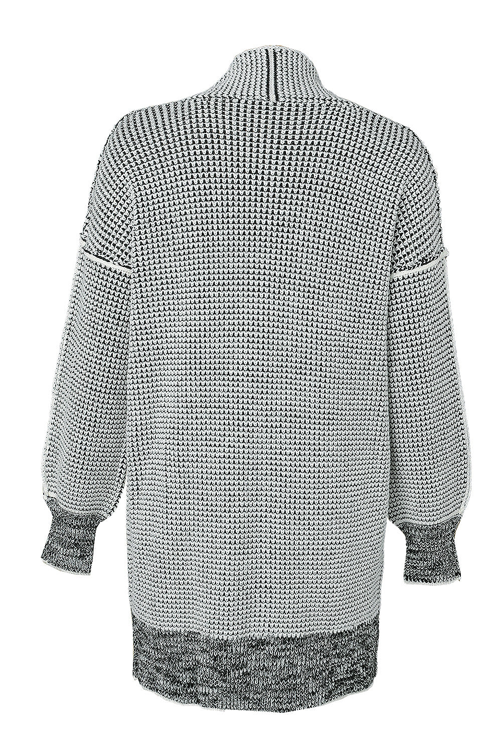 Graue karierte strickjacke mit offener vorderseite