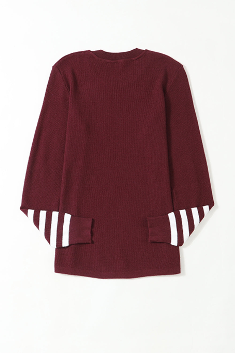 Rot gestreifter einfarbiger strickpullover mit ärmeln