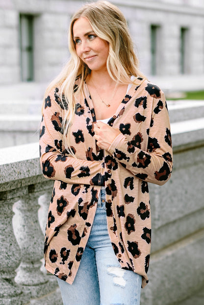 Leopardenmuster cardigan mit offener vorderseite