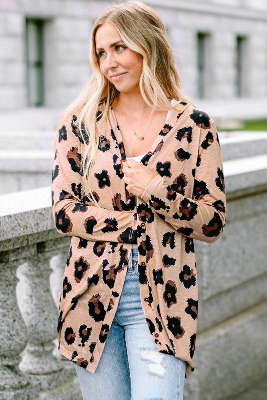 Leopardenmuster cardigan mit offener vorderseite