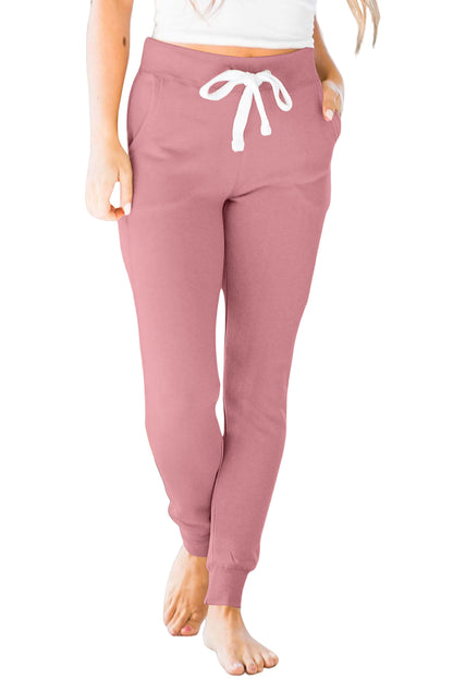 Fushia jogginghose mit kordelzug und taschenträgern