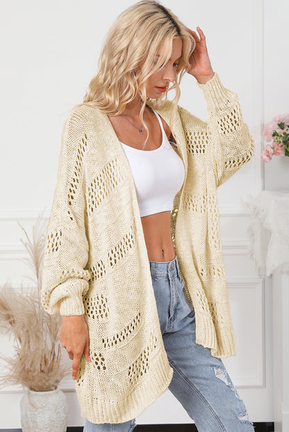 Apricot lässige strickjacke mit dolman-ärmeln und hohlsaum