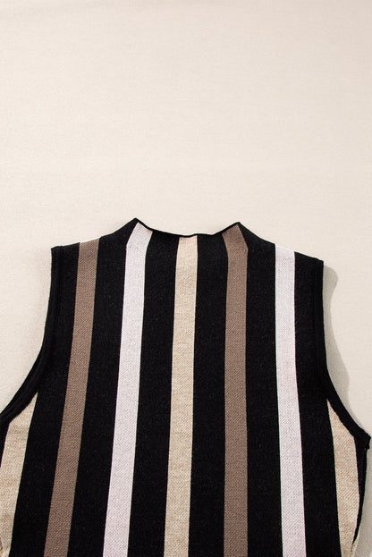 Schwarz gestreift slim fit o neck pullover weste