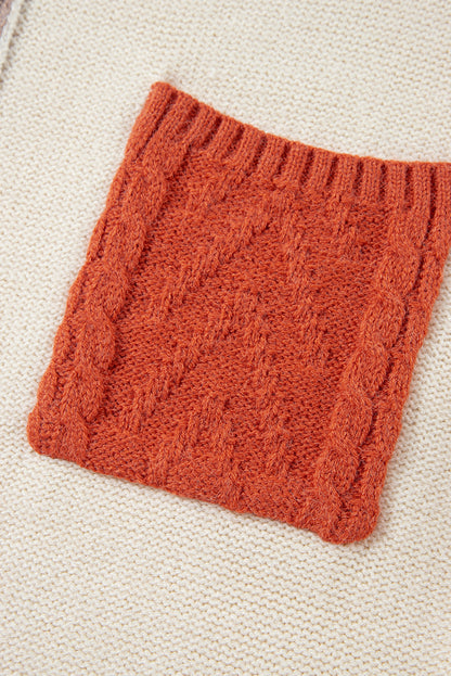 Gold flame colorblock pullover mit aufgesetzten taschen und schultertaschen