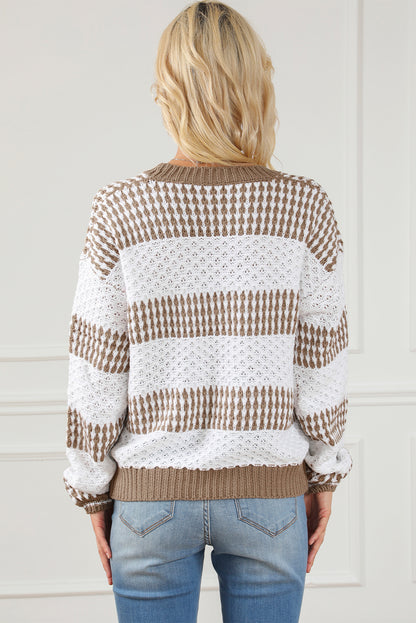 Multicolour vertikale streifen zwei töne drop shoulder pullover