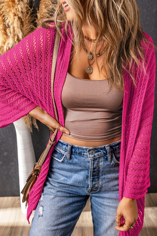 Rose ausgehöhlte armbinde ärmel stricken strickjacke
