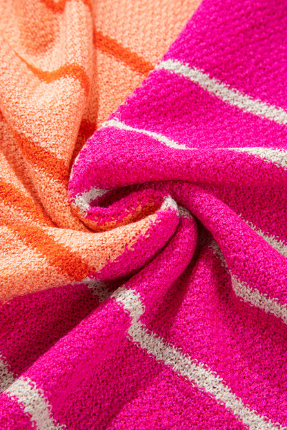 Mehrfarbig gestreifter farbblock strickpullover in lockerer passform