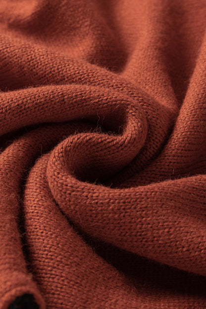 Clay roter farbblock-rollkragenpullover mit tropfenschulter-strickpullover