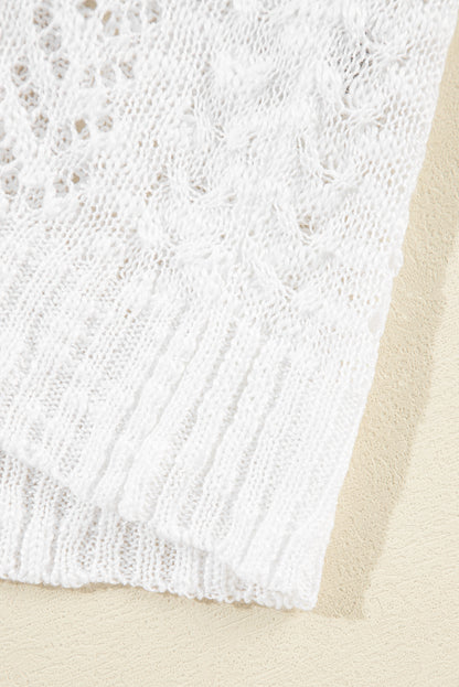 Weiße solide strickjacke mit offenem schnitt