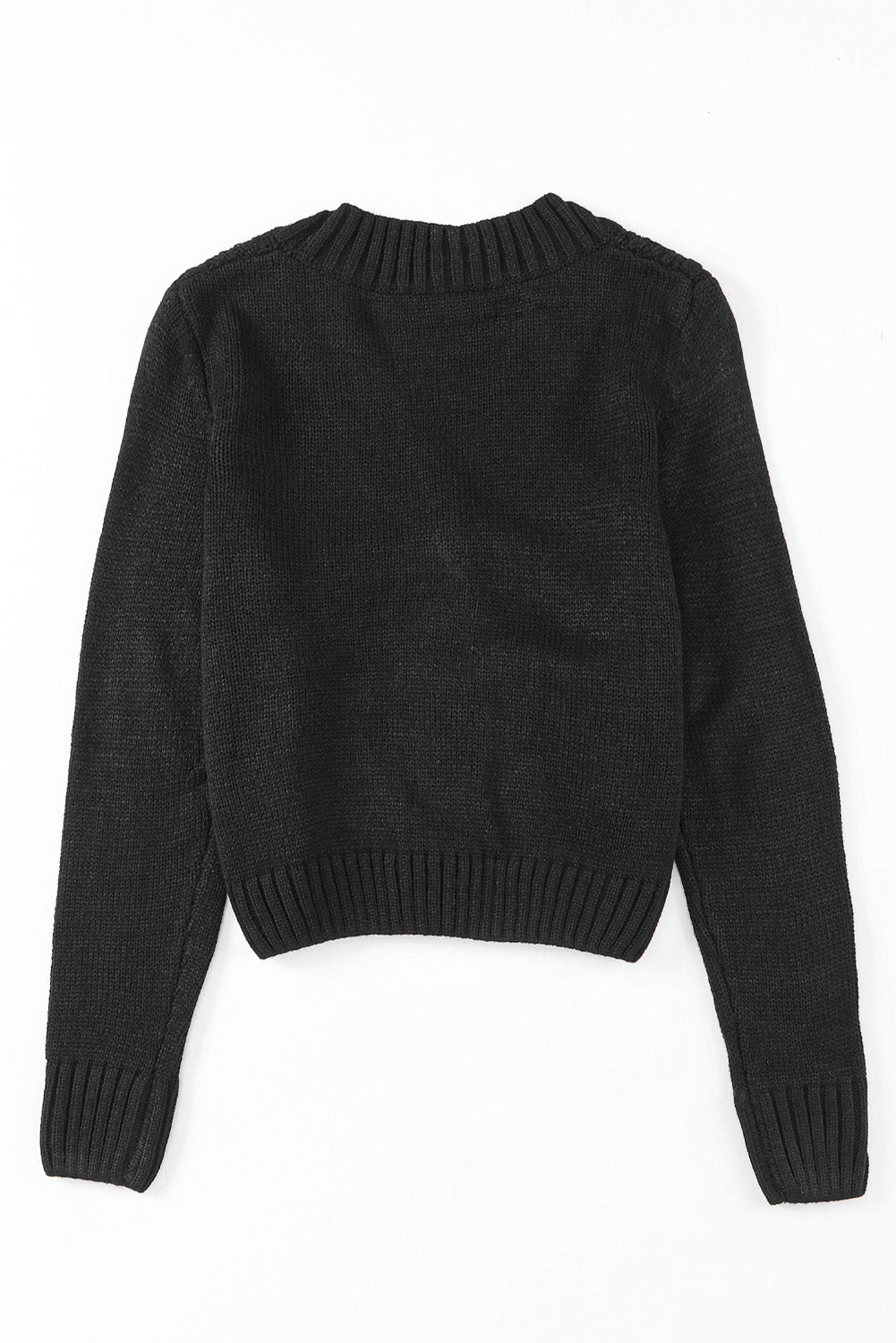 Schwarz fronttaschen knöpfe strukturierte strickjacke