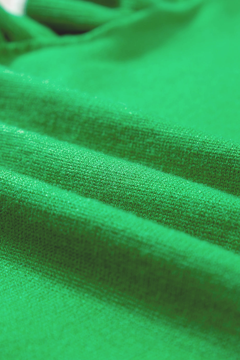 Leuchtend grün rand paspelierung geraffte ärmel rundhalsausschnitt stricken t shirt