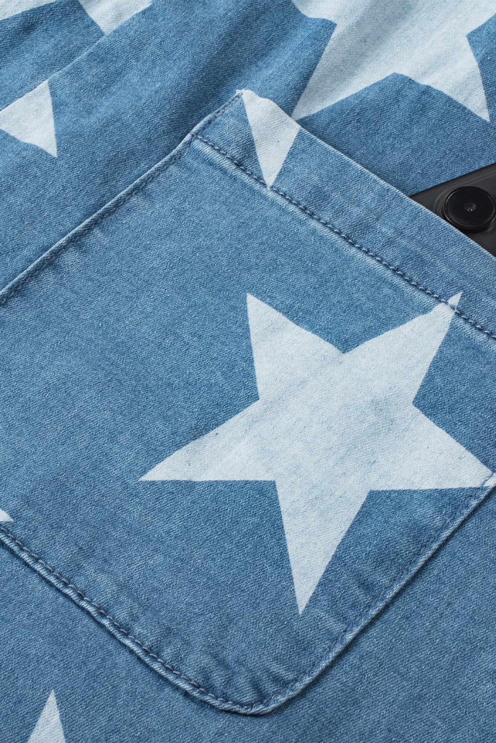Star print geknöpftes band falte weites bein denim overall