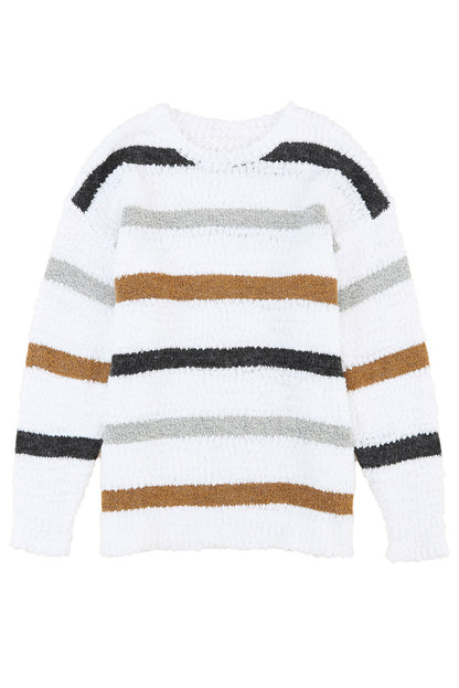 Gestreifter popcorn-strickpullover