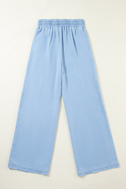 Myosotis kordelzug hohe taille weites bein denim-hose