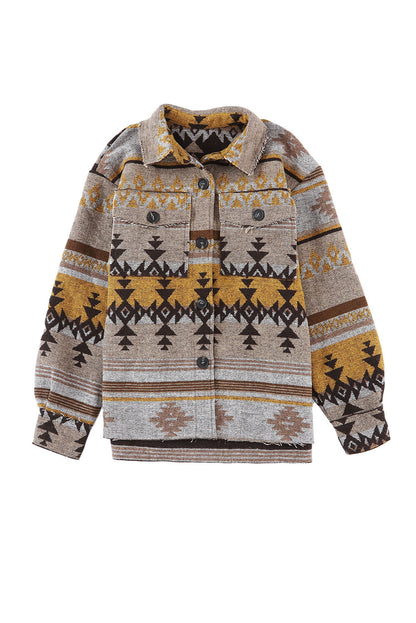 Braune westernjacke mit aztekendruck