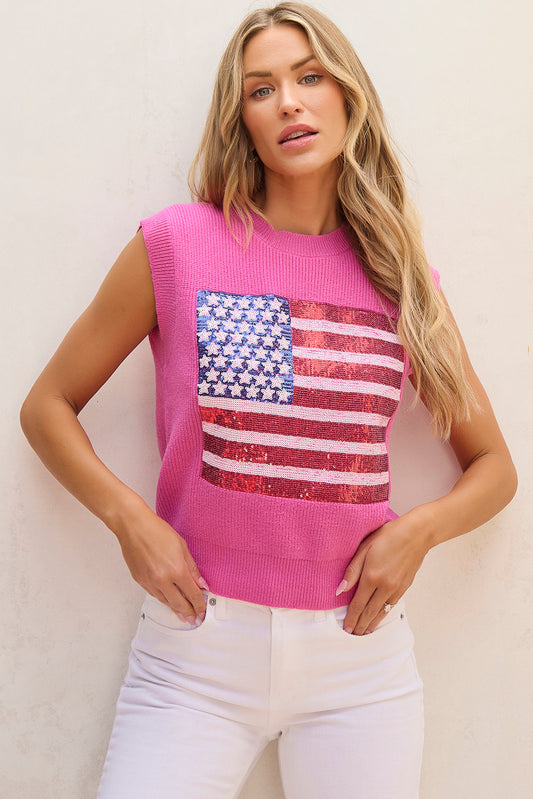 Bonbon funkelnde amerikanische flagge gestrickte weste