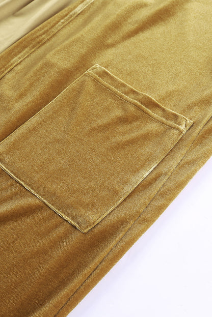 Gelber samt open front pocketed long duster