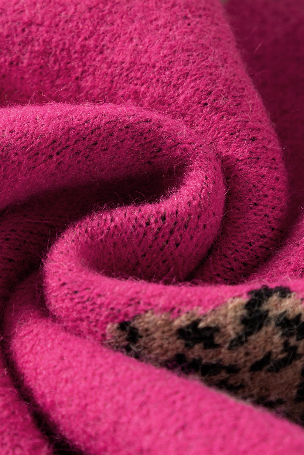 Rose rot fierce animal pattern casual pullover gestrickt