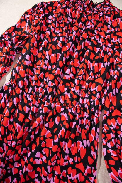 Rotes valentinstag herzform druck langarm minikleid
