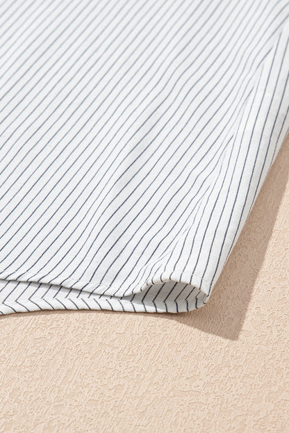 Weißer streifen gerollt registerkarte ärmel geknöpft plus größe shirt