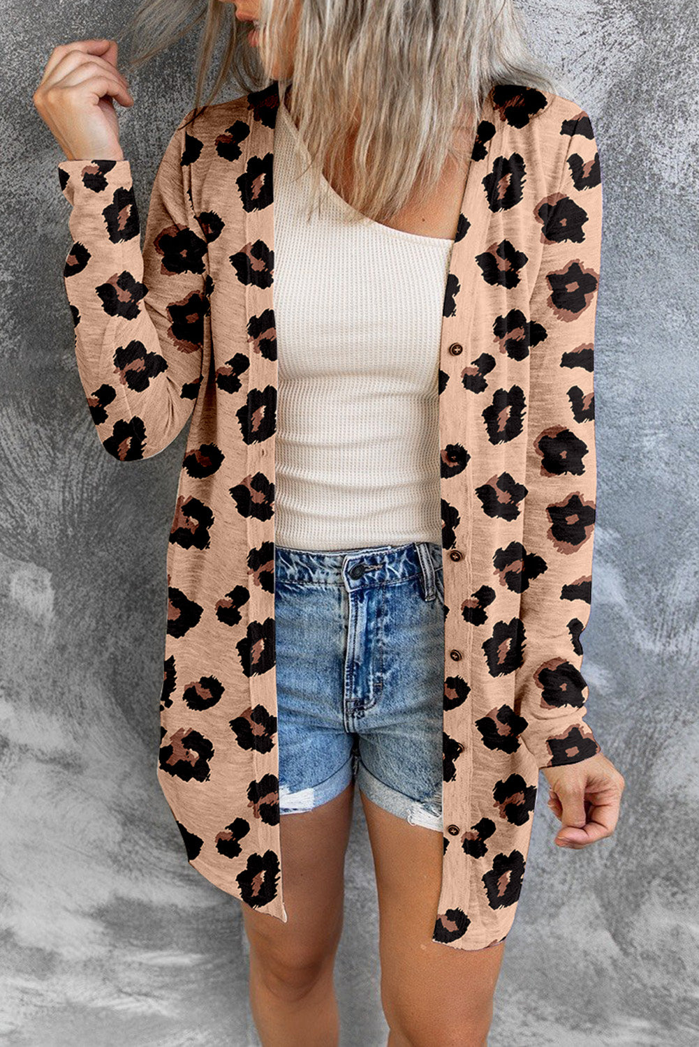 Leopardenmuster cardigan mit offener vorderseite