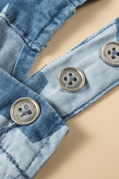 Star print geknöpftes band falte weites bein denim overall