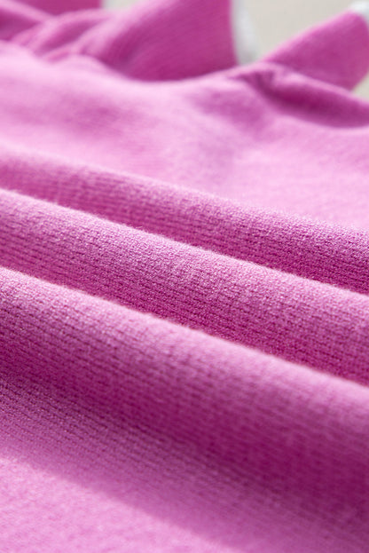 Bonbonkante paspelierung geraffte ärmel rundhalsausschnitt stricktop