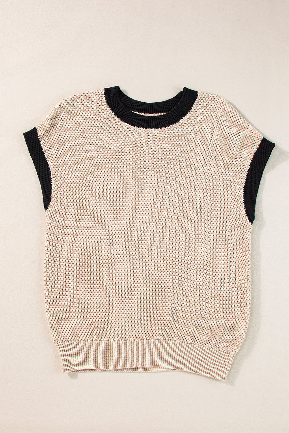 Helles french beige kontrastbesatz rundhalsausschnitt pullover top mit fledermausärmeln