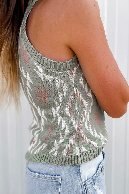 Laurel green western tribal aztekenmuster pullover tank stricken