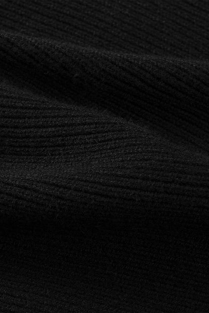 Schwarzer gestreifter langarm-strickpullover