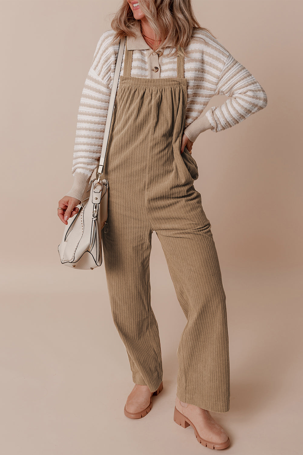 Grauer morn solid pocketed loose fit cord overall