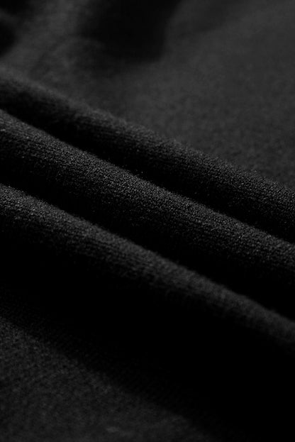 Schwarzer rand paspel geraffte ärmel rundhalsausschnitt stricken t shirt
