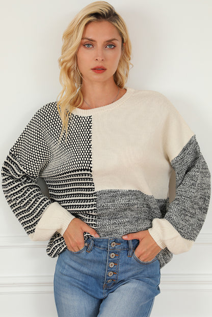 Schwarzer neutraler colorblock pullover zum binden