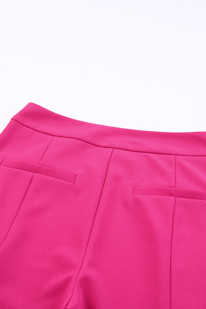 Rose hose mit geteiltem saum und hoher taille