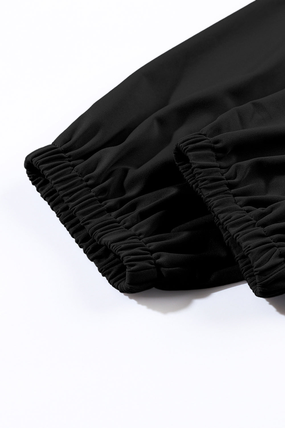 Schwarze gesmokte jogginghose mit hoher taille