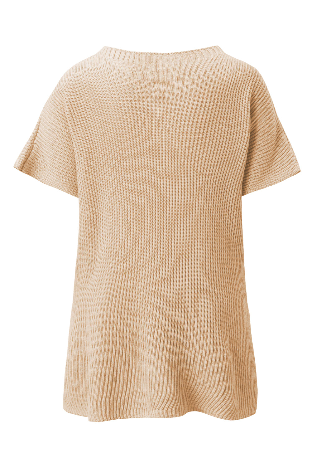 Apricot kurzarm pullover mit seitenschlitz in übergröße